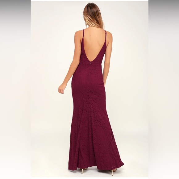 Lulu’s Ephemeral Allure Burgundy Lace Maxi Dress - Picture 2 of 7
